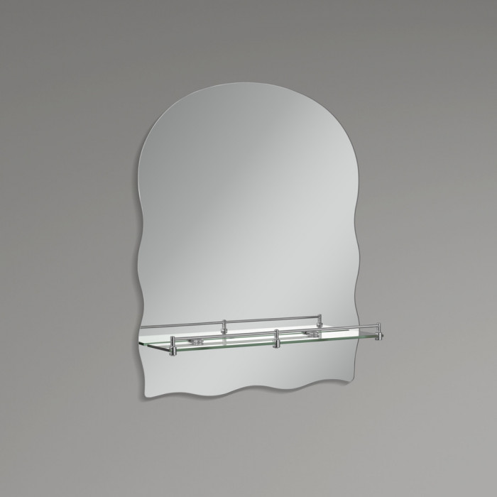 Дзеркало настінне Zerix MIRRA MRZ02-60x85x10 прямокутне з дугоподібним верxом, фігурними боками та полицею (ZX5620)