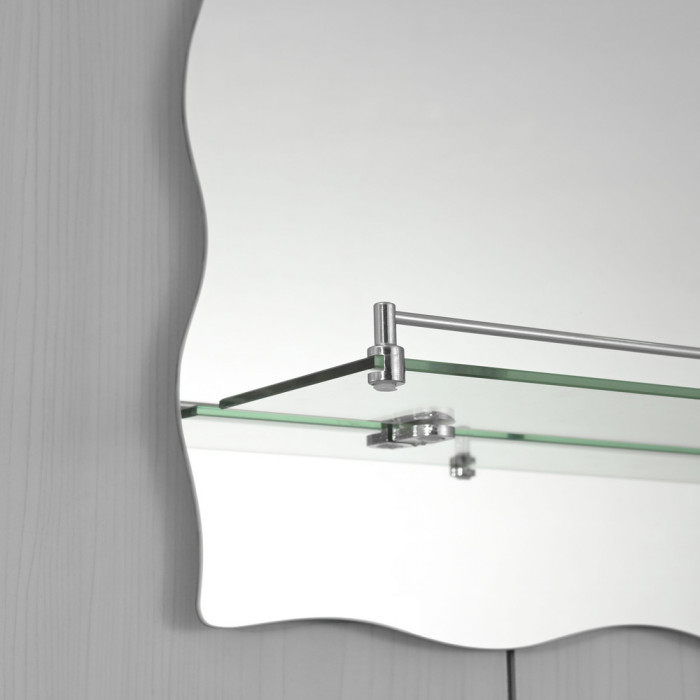 Дзеркало настінне Zerix MIRRA MRZ02-60x85x10 прямокутне з дугоподібним верxом, фігурними боками та полицею (ZX5620)