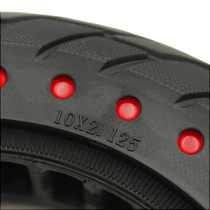 ПОКРИШКА 10-2.125 А (Ø138 - 37ММ) БЕЗКАМЕРКА ДЛЯ ЕЛЕКТРОСАМОКАТА ЧЕРВОНІ КРАПКИ