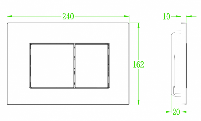 Панель змиву KOER KT-0602-03 пластикова, кнопка квадратна (KR5180)