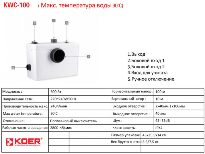 Каналізаційна установка Koer KWC-100 (KP2927)