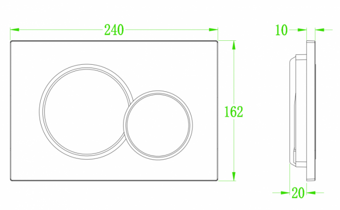 Панель змиву KOER KT-0601-01 пластикова, кнопка кругла (KR5174)