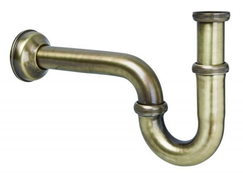 Сифон для умивальника трубний без зливу 11/4х32мм 215AB, колір - антична бронза