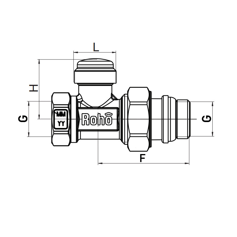Кран радіаторний Roho R5261-050 - 1/2" прямий (антипротечка) (RO0135)