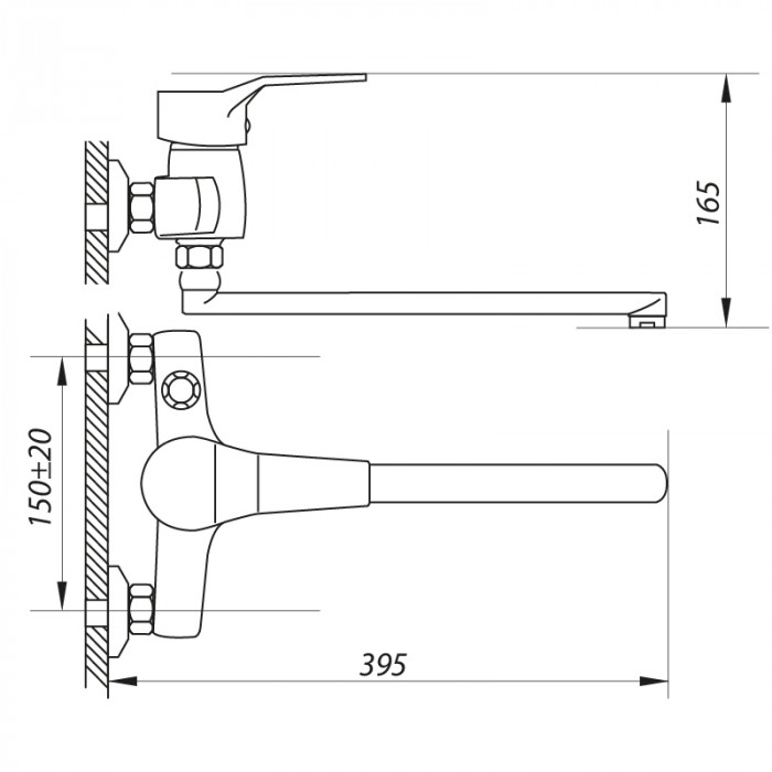 Змішувач для ванни Zerix NEO 135 (ZX0422)