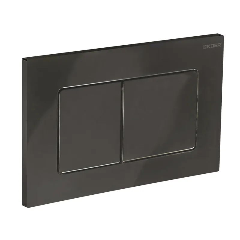 Панель змиву Koer KT-0602-16 240x160x10mm пластикова, кнопка квадратна (колір чорний глянцевий) (KR5182)