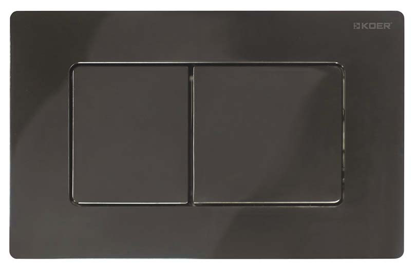 Панель змиву Koer KT-0602-16 240x160x10mm пластикова, кнопка квадратна (колір чорний глянцевий) (KR5182)
