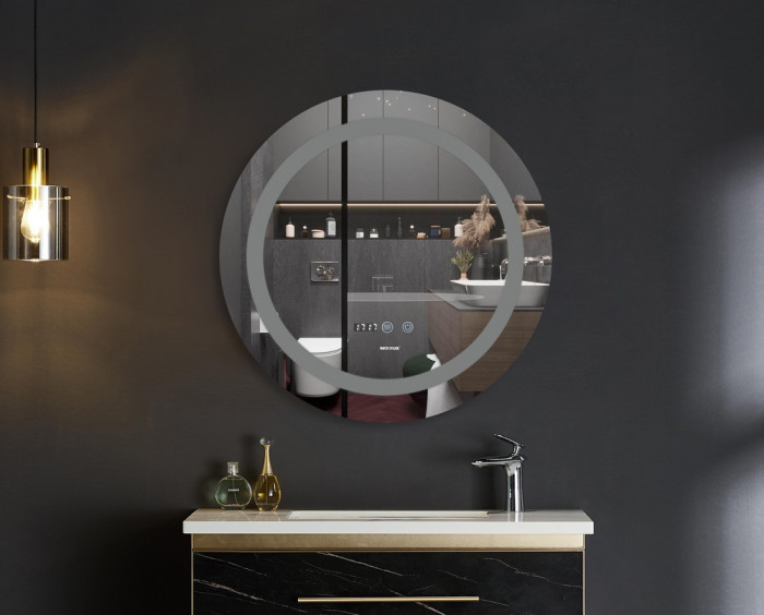 Дзеркало Mixxus PLAIN MC02-80 з Led Touch, Anti-fog, димером, регулятором яскравості, годинником (MI6931)