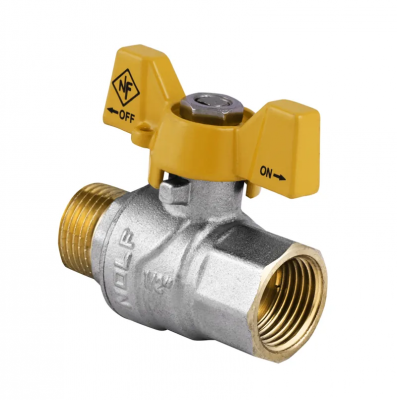 Кран кульовий Nolf NF.722 - 1/2&quot; FM ГШМ YELLOW, ручка &quot;метелик&quot; жовта (NF2951)