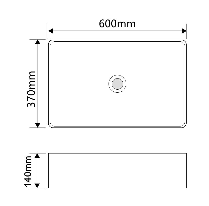 Раковина накладна MIXXUS PREMIUM QUADRO-0209 600х370х140mm (перелив) (MP6522)
