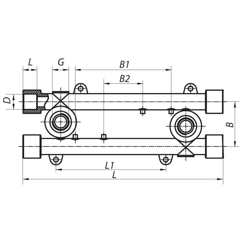 Планка монтажна прохідна 20x1 / 2F Koer K0128.PRO (KP0154)