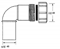 Коліно 90* з гайкою Ø40, 40C-WH