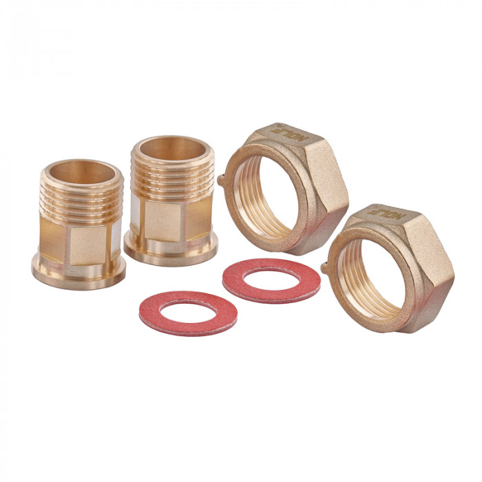 Комплект для підключення лічильника води з накидною гайкою Nolf NFC.460-SET - 1/2"-3/4" (NF3242)