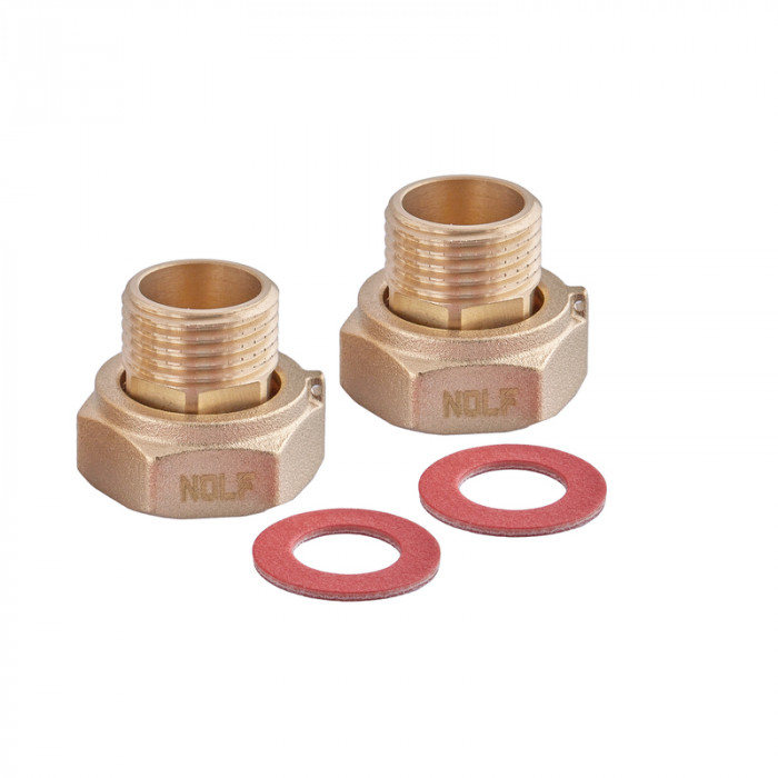 Комплект для підключення лічильника води з накидною гайкою Nolf NFC.460-SET - 1/2"-3/4" (NF3242)