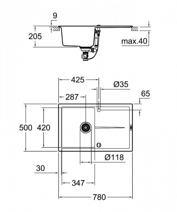 Композитна мийка для кухні Grohe K400 (31639AP0)