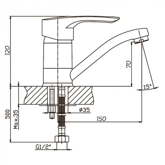 Змішувач для умивальника Haiba HANSBERG 004 (вилив 15 см) коричневий (HB0186)