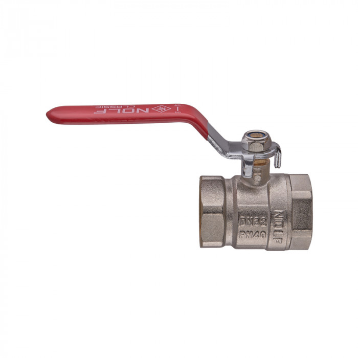 Кран кульовий Nolf classic NFC.611-32-1 1/4" FF ГГВ, ручка "важіль" червона (NF3147)