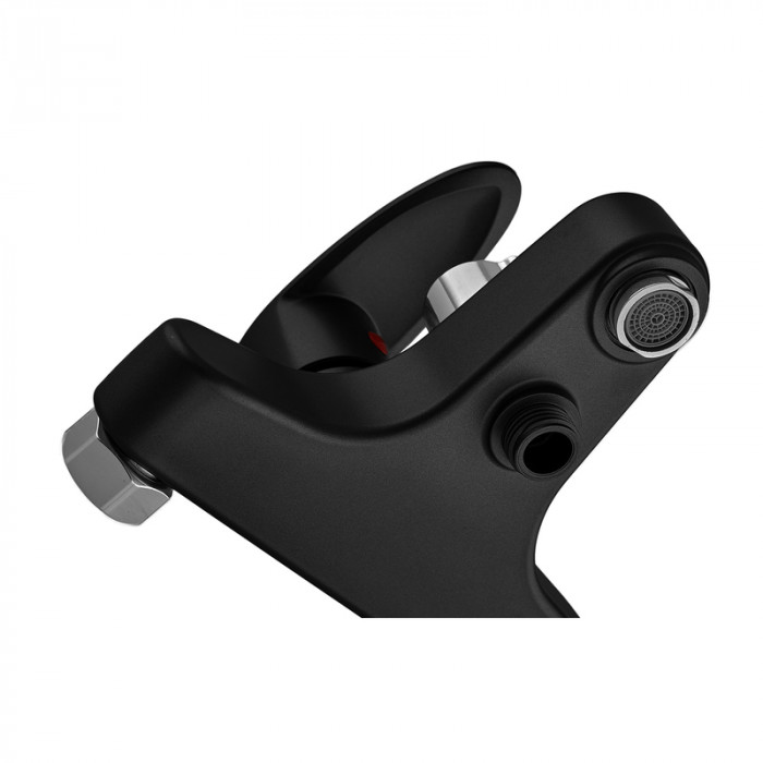 Змішувач для ванни Plamix CEZAR-009 EURO SET Matte black, зі шлангом, лійкою та кронштейном (PM0693)