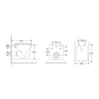 Унітаз підвісний Mixxus Premium Quadro-0301-T3 490x340x360mm, система змиву TORNADO 3.0 (MP6453)