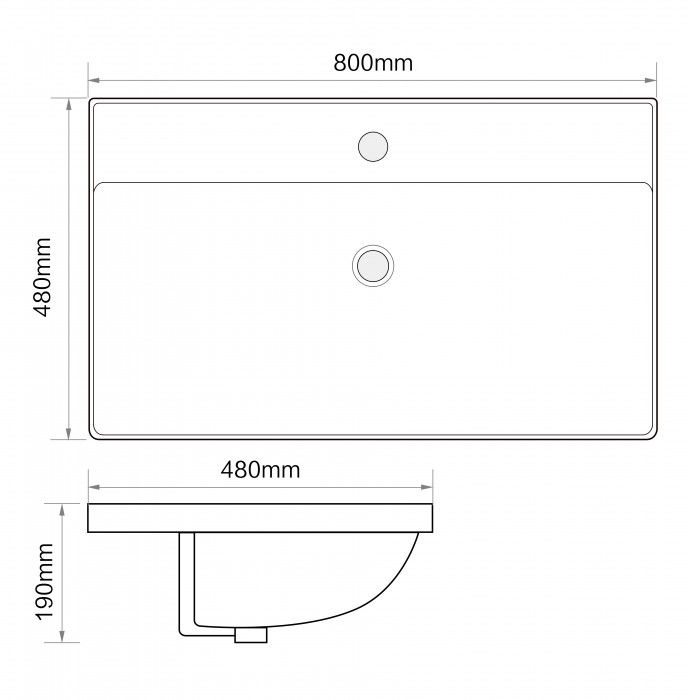 Раковина меблева MIXXUS PREMIUM STYLE-1503 800х480х190mm з отвором під змішувач та переливом (MP6500)
