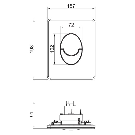Панель змиву Koer KT-0606-01 157x198x10mm пластикова, кнопка закруглена (колір хром) (KR5342)