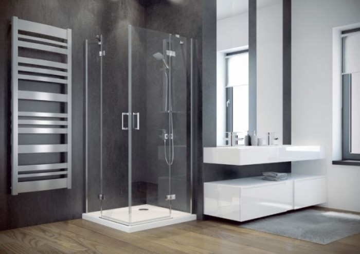 Кабіна квадратна VIVA 90x90x195 L/P, скло прозоре, профіль хромований