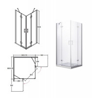 Кабина квадратная VIVA 90x90x195 L/P, стекло прозрачное, профиль хромированный