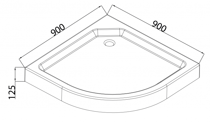 Душовий піддон з сифоном Mixxus PLAIN ST01-90x90x13 діаметр зливу 52 мм (MI6916)