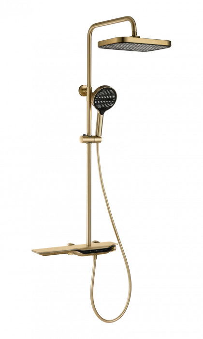 Душова колона з термостатичним змішувачем Mixxus Premium SPACE-009-J Brushed gold, 3 режими (MI6541)