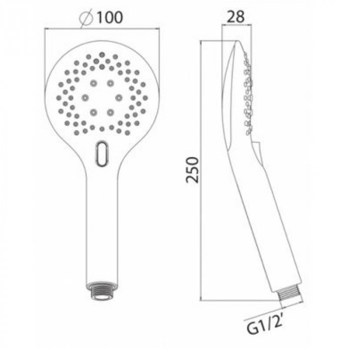Ручний душ IMPRESE три типи струменю, розмір диска 100 мм, хром W100T3