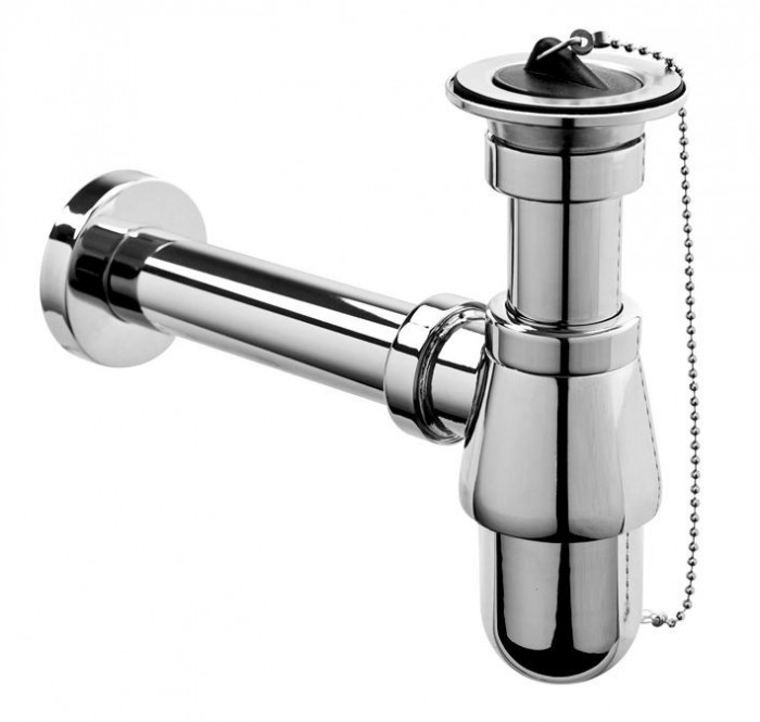Сифон к умывальнику (хром) 200/255M PREMIUM с пробкой
