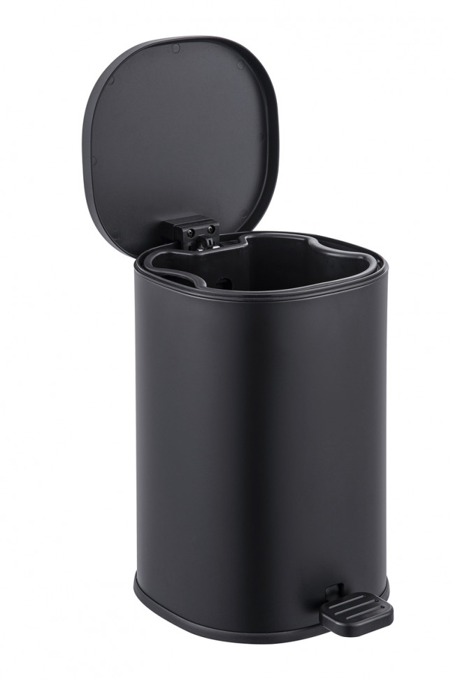Відро для сміття з плавним закриттям овальне ZERIX PRIME-TC0105 BLACK 5 л (колір чорний) (ZX5902)