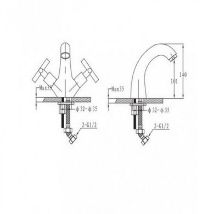 Змішувач для біде IMPRESE RALSKO NEW двовентильний, без донного клапану, хром 40240NEW