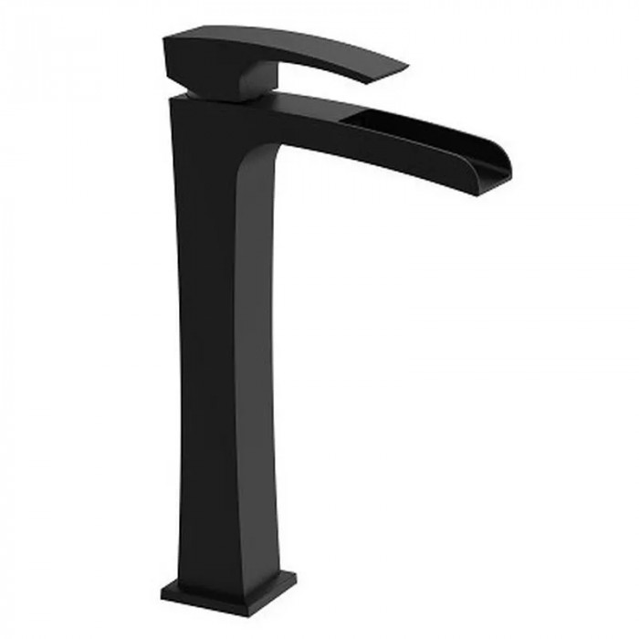 Змішувач для умивальника Koer KB-15007-05 високий водоспад (Колір чорний) (KR3449)