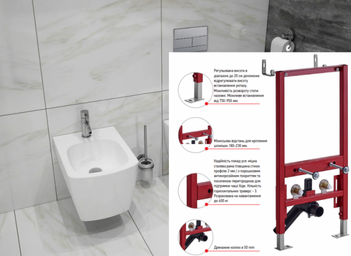 Комплект інсталяційний для біде Koer KT-0402 (без панелі змиву)  (KR5167)