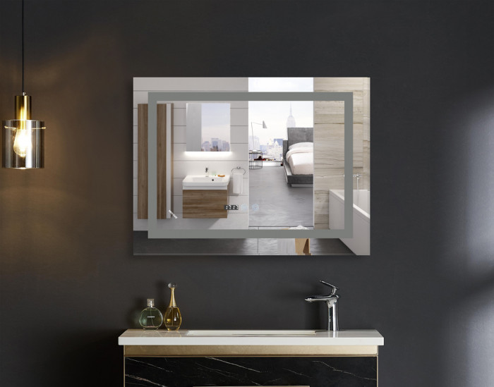 Дзеркало Mixxus WARM MR02-100x60 з Led Touch, Anti-fog, димером, регулятором яскравості, годинником (MI6003)