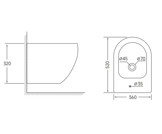 Біде підвісне Mixxus ELLIPSE-0502 520x360x320mm (MI6714)