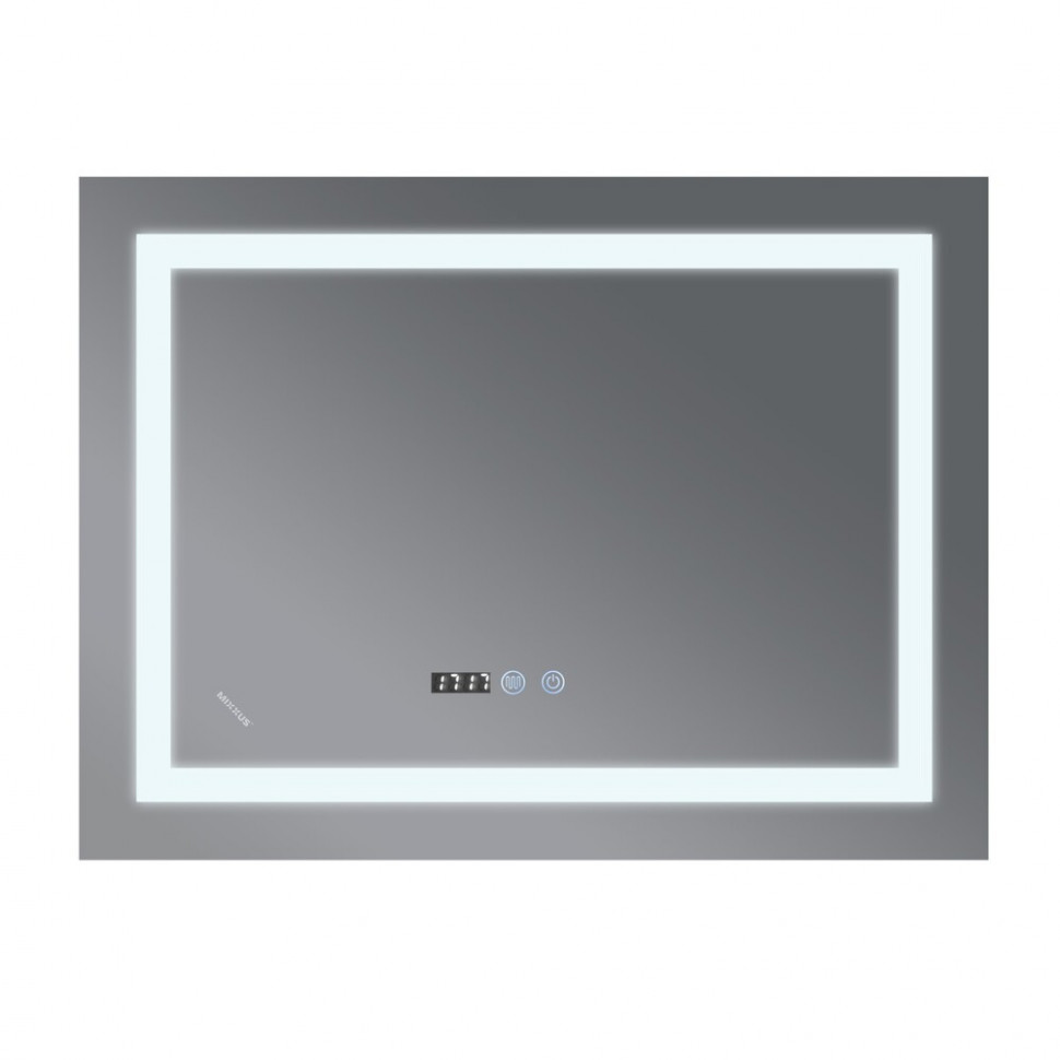 Дзеркало Mixxus WARM MR02-120x80 з Led Touch, Anti-fog, димером, регулятором яскравості, годинником (MI6001)