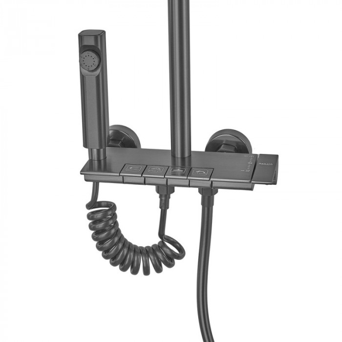 Душова колона Armata BCT-009-J Graphite зі змішувачем з кнопковим перемикачем, 4 режими (CH6511)