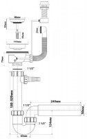 Сифон для кухонної мийки з переливом HC7+PUFS113-CP-25