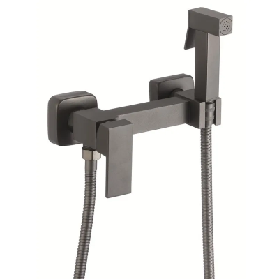 Змішувач для гігієнічного душу Zerix FTK-222 Graphite з лійкою (Колір графіт) (ZX5843)