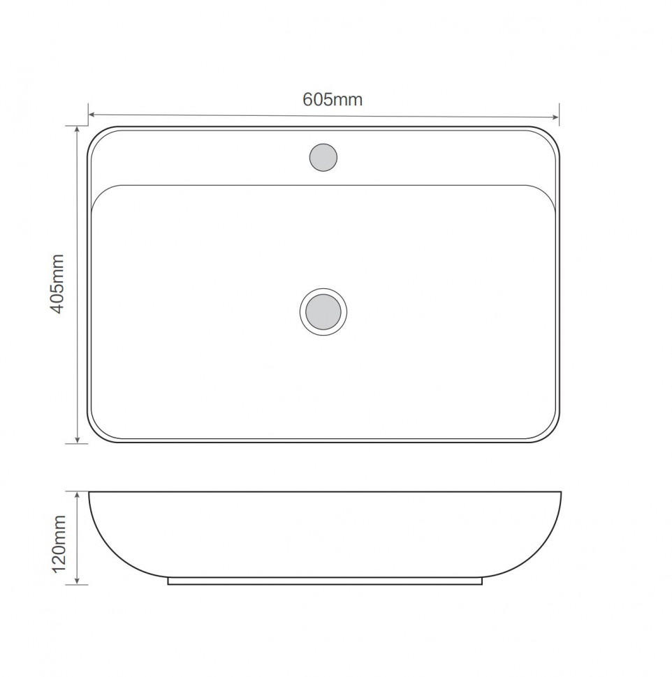 Раковина накладна MIXXUS PREMIUM BEVEL-0203 600х405х120mm (отвір під змішувач) (MP6513)
