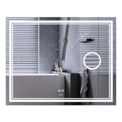 Дзеркало Mixxus Premium QUADRO MR20-100x80 з Led Touch, Anti-fog, димером, регулятором яскравості, лінзою (MP6623)