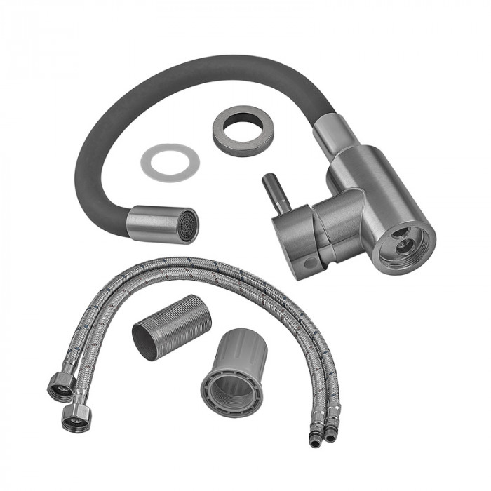 Змішувач для кухні Armata SUS-011 Refl.Gray із силіконовим виливом (вилив сірий) (CH6481)