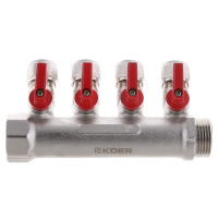 Колектор для теплої підлоги на 4 контура Koer KR.1126-4 1"x4 ways (KR2840)