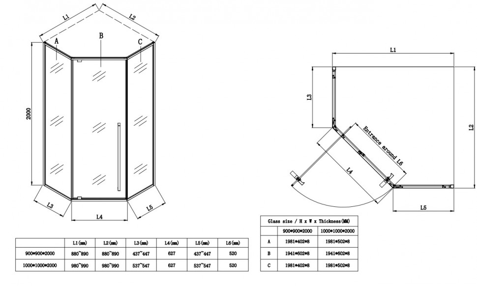 Душова кабіна без піддону Koer SR SC06-90x90x200-TR-01 прозоре скло Easy Clean 8мм, хром (KR5364)