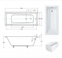 Ванна акриловая MODERN SLIM 150х70 (соло) без ног