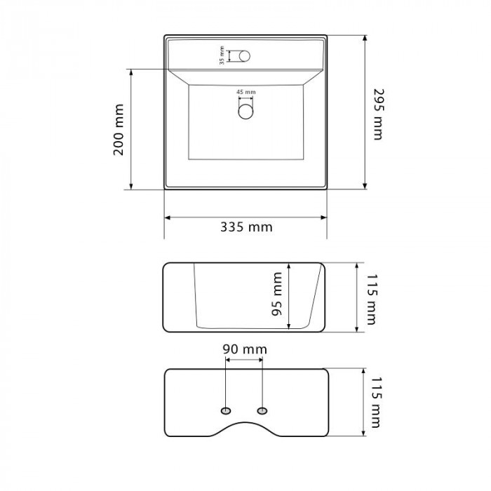 Умивальник (раковина) VBI KOMO WHITE накладний підвісний