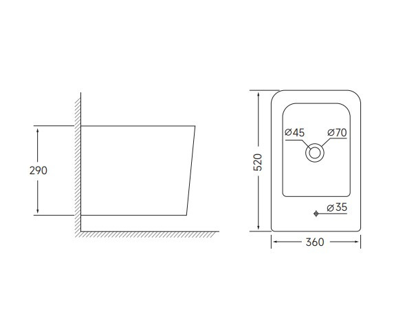 Біде підвісне Mixxus QUADRO-0502 520x360x290mm (MI6713)