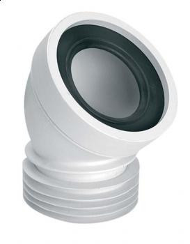 Колено для унитаза под углом 45 с уплотнением L-160 mm WC-CON16